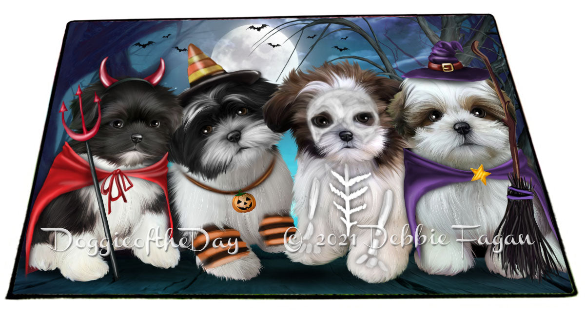 Happy Halloween Trick or Treat Shih Tzu Dogs Indoor/Outdoor Welcome Floormat - Premium Quality Washable Anti-Slip Doormat Rug FLMS58456