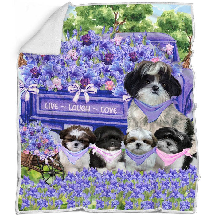 Shih Tzu Blanket: Explore a Variety of Personalized Designs, Bed Cozy Sherpa, Fleece and Woven, Custom Dog Gift for Pet Lovers