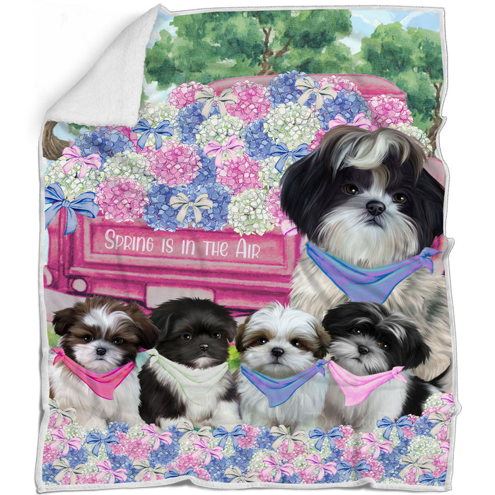 Shih Tzu Bed Blanket, Explore a Variety of Designs, Personalized, Throw Sherpa, Fleece and Woven, Custom, Soft and Cozy, Dog Gift for Pet Lovers