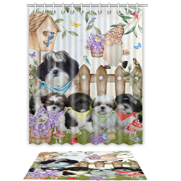 Shih Tzu Shower Curtain & Bath Mat Set - Explore a Variety of Personalized Designs - Custom Rug and Curtains with hooks for Bathroom Decor - Pet and Dog Lovers Gift