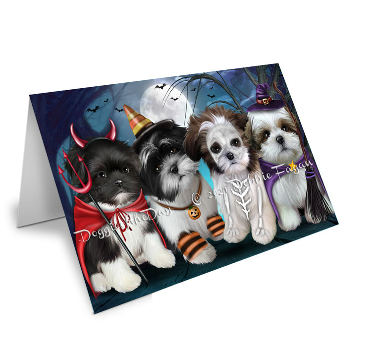 Happy Halloween Trick or Treat Shih Tzu Dogs Handmade Artwork Assorted Pets Greeting Cards and Note Cards with Envelopes for All Occasions and Holiday Seasons GCD76829