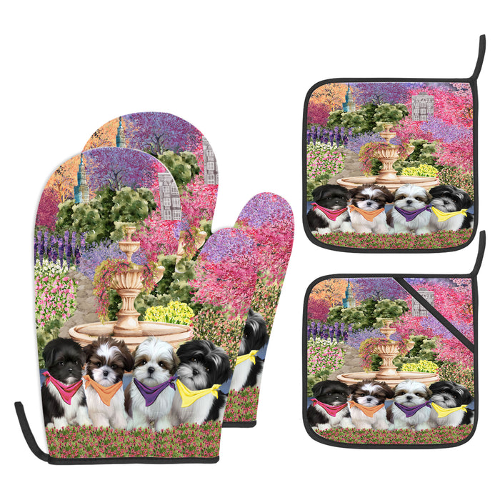Shih Tzu Oven Mitts and Pot Holder Set: Kitchen Gloves for Cooking with Potholders, Custom, Personalized, Explore a Variety of Designs, Dog Lovers Gift
