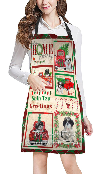 Welcome Home for Holidays Shih Tzu Dogs Apron Apron48450