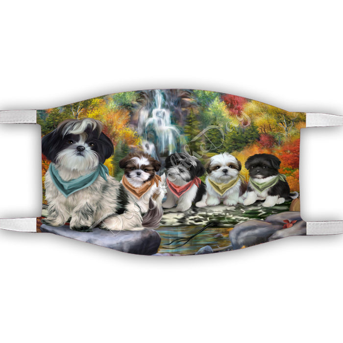 Scenic Waterfall Shih Tzu Dogs Face Mask FM49340