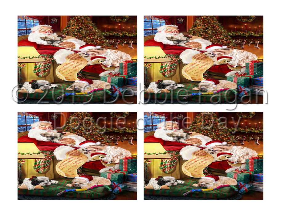 Santa Sleeping with Shih Tzu Dogs Placemat