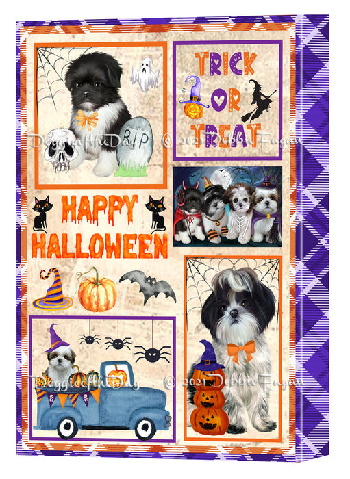 Happy Halloween Trick or Treat Shih Tzu Dogs Canvas Wall Art Decor - Premium Quality Canvas Wall Art for Living Room Bedroom Home Office Decor Ready to Hang CVS150866