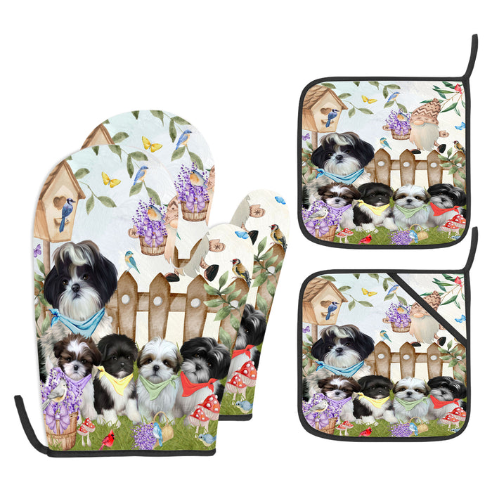 Shih Tzu Oven Mitts and Pot Holder Set, Explore a Variety of Personalized Designs, Custom, Kitchen Gloves for Cooking with Potholders, Pet and Dog Gift Lovers