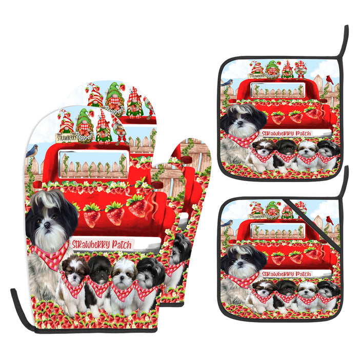 Shih Tzu Oven Mitts and Pot Holder Set, Kitchen Gloves for Cooking with Potholders, Explore a Variety of Custom Designs, Personalized, Pet & Dog Gifts