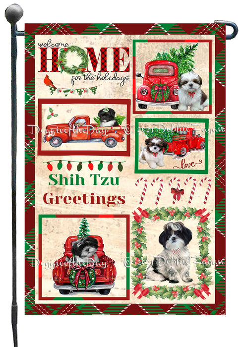Welcome Home for Christmas Holidays Shih Tzu Dogs Garden Flag GFLG67047