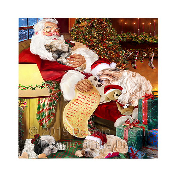Santa Sleeping with Shih Tzu Dogs Square Towel 