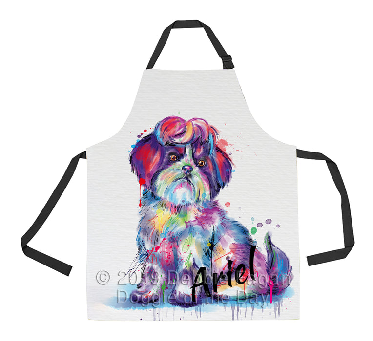 Custom Pet Name Personalized Watercolor Shih Tzu Dog Apron