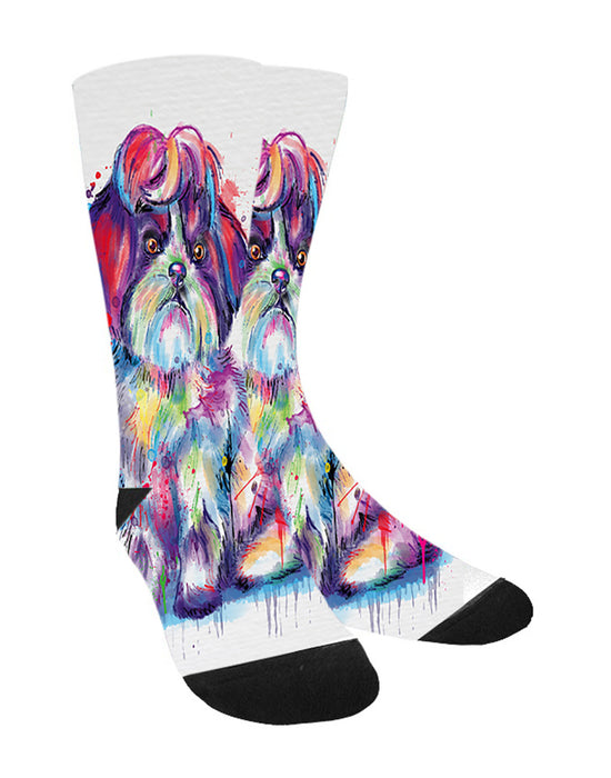 Watercolor Shih Tzu Dog Women's Casual Socks