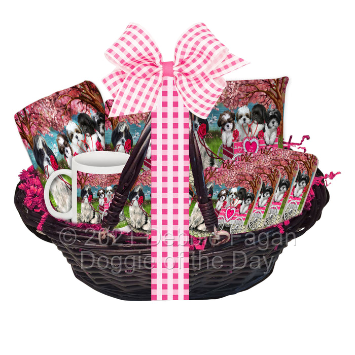 Mother's Day Gift Basket Shih Tzu Dogs Blanket, Pillow, Coasters, Magnet, Coffee Mug and Ornament