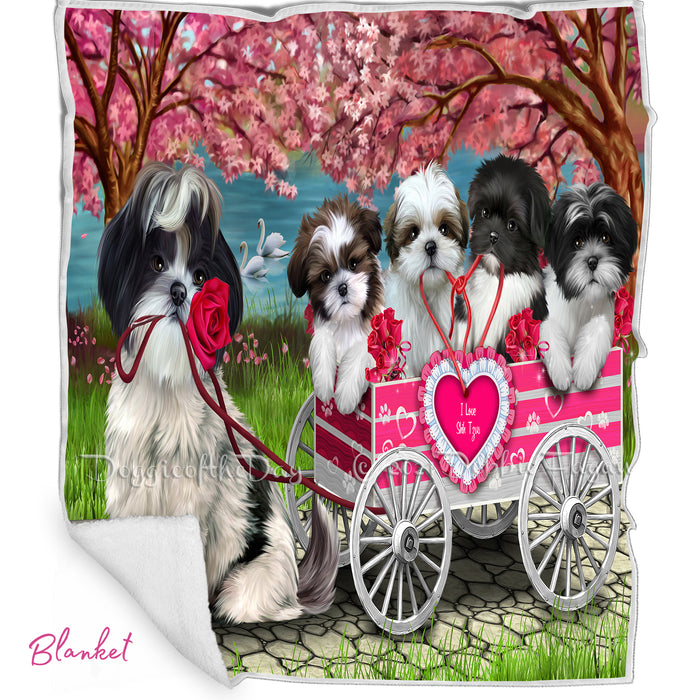 Mother's Day Gift Basket Shih Tzu Dogs Blanket, Pillow, Coasters, Magnet, Coffee Mug and Ornament