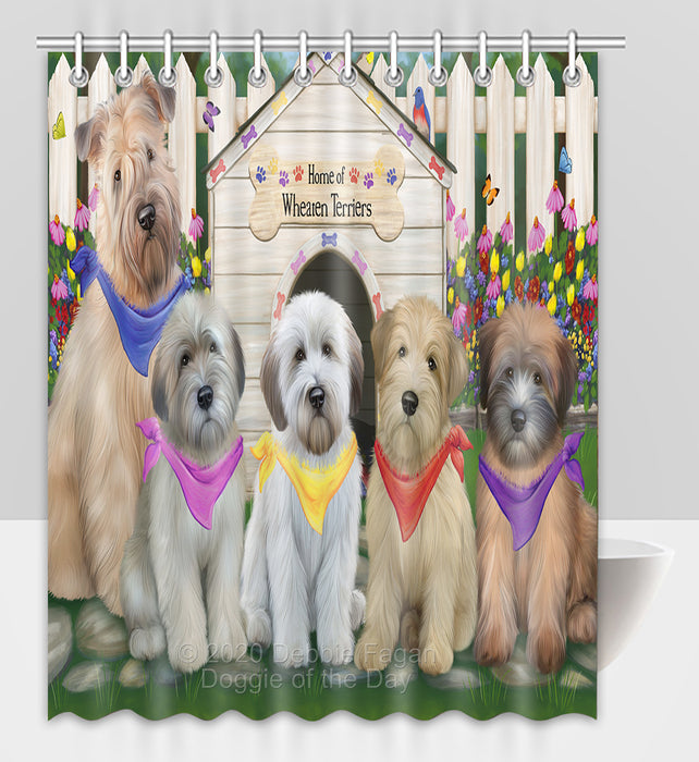 Spring Dog House Wheaten Terrier Dogs Shower Curtain