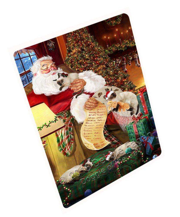 Siamese Cats and Kittens Sleeping with Santa Tempered Cutting Board