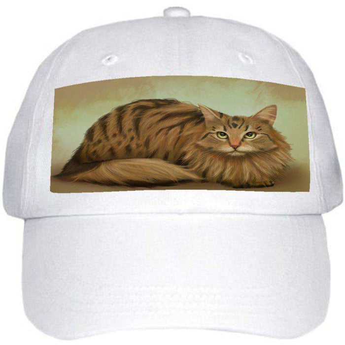 Siberian Cat Ball Hat Cap Off White
