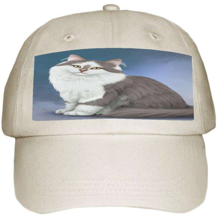 Siberian Cat Ball Hat Cap Off White