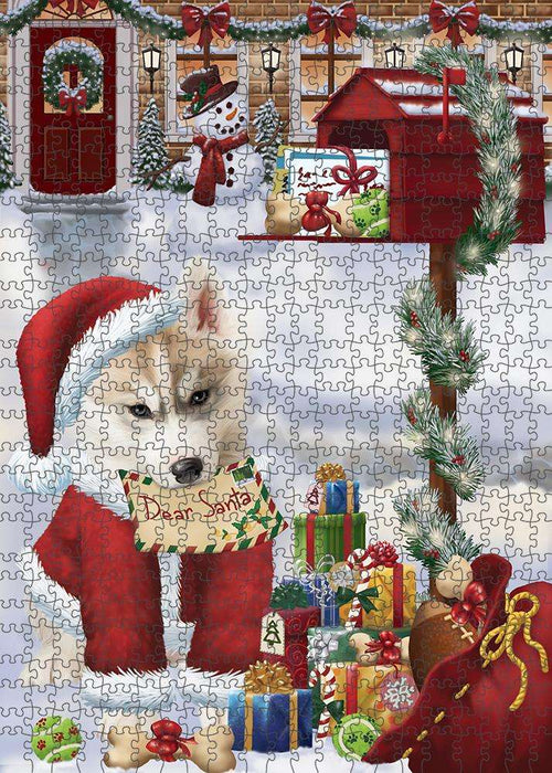 Siberian Husky Dog Dear Santa Letter Christmas Holiday Mailbox Puzzle with Photo Tin PUZL82884