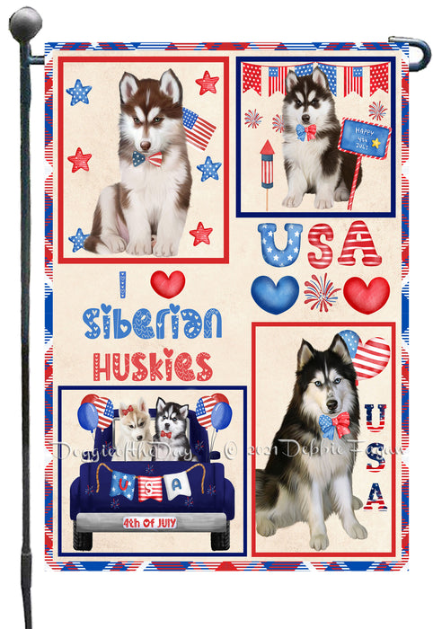 4th of July Independence Day I Love USA Siberian Husky Dogs Garden Flag GFLG66943