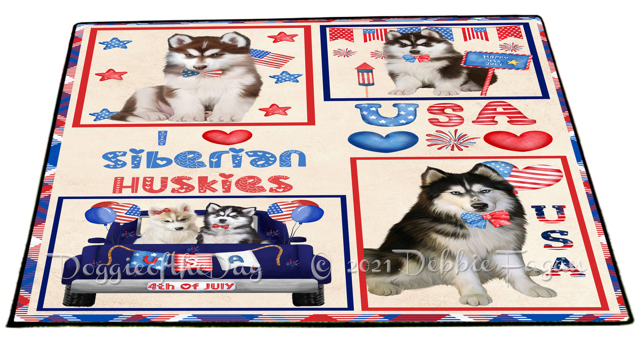 4th of July Independence Day I Love USA Siberian Husky Dogs Floormat FLMS56335 Floormat FLMS56335