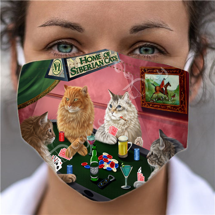 Home of Siberian Cat Playing Poker Face Mask FM49824