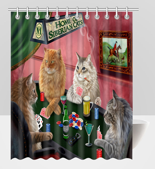 Home of  Siberian Cat Playing Poker Shower Curtain
