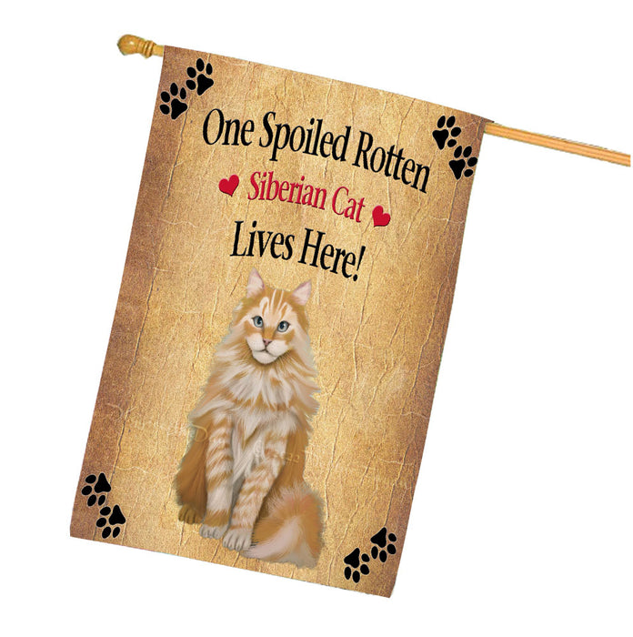Spoiled Rotten Siberian Cat House Flag Outdoor Decorative Double Sided Pet Portrait Weather Resistant Premium Quality Animal Printed Home Decorative Flags 100% Polyester FLG68508