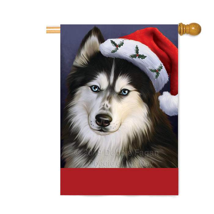 Personalized Christmas Holidays Siberian Husky Dog Wearing Santa Hat Portrait Head Custom House Flag FLG-DOTD-A59917