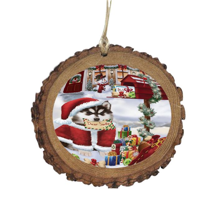 Siberian Husky Dog Dear Santa Letter Christmas Holiday Mailbox Wooden Christmas Ornament WOR49084