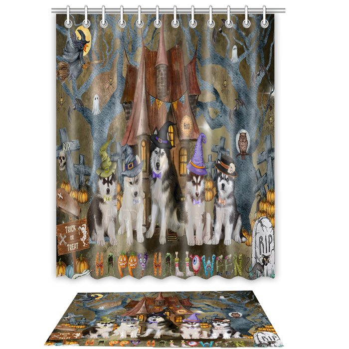 Siberian Husky Shower Curtain & Bath Mat Set, Bathroom Decor Curtains with hooks and Rug, Explore a Variety of Designs, Personalized, Custom, Dog Lover's Gifts