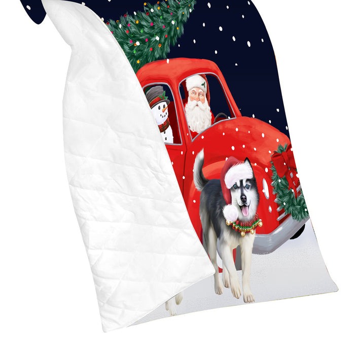 Christmas Express Delivery Red Truck Running Shih Tzu Dogs Lightweight Soft Bedspread Coverlet Bedding Quilt QUILT60051