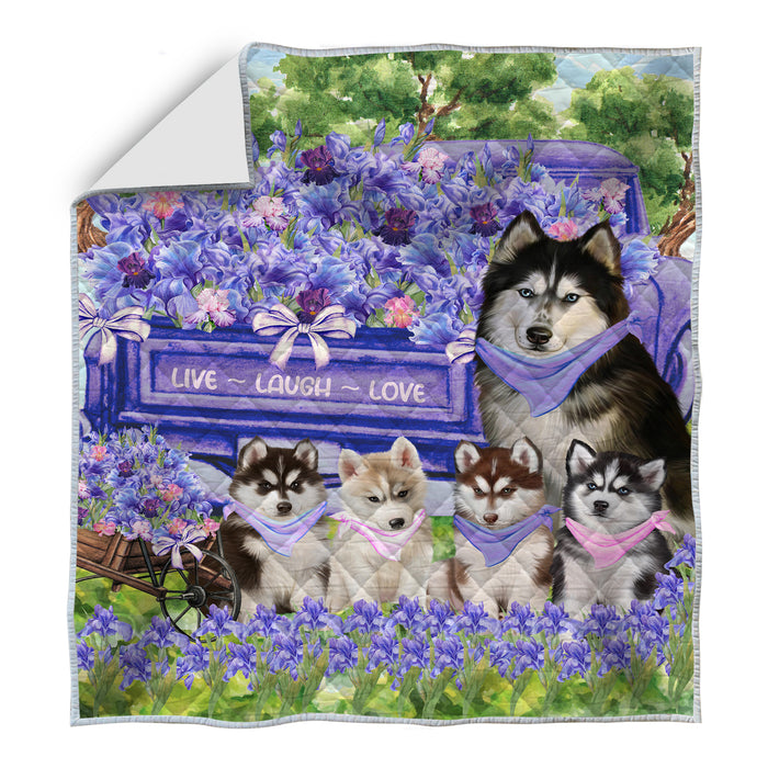 Siberian Husky Quilt: Explore a Variety of Personalized Designs, Custom, Bedding Coverlet Quilted, Pet and Dog Lovers Gift