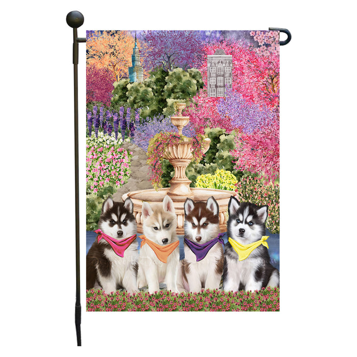 Siberian Husky Dogs Garden Flag: Explore a Variety of Designs, Weather Resistant, Double-Sided, Custom, Personalized, Outside Garden Yard Decor, Flags for Dog and Pet Lovers