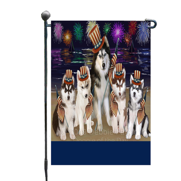 Personalized 4th of July Firework Siberian Husky Dogs Custom Garden Flags GFLG-DOTD-A58103