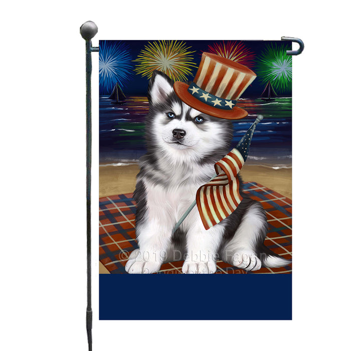 Personalized 4th of July Firework Siberian Husky Dog Custom Garden Flags GFLG-DOTD-A58104