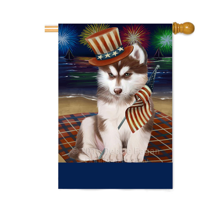Personalized 4th of July Firework Siberian Husky Dog Custom House Flag FLG-DOTD-A58162