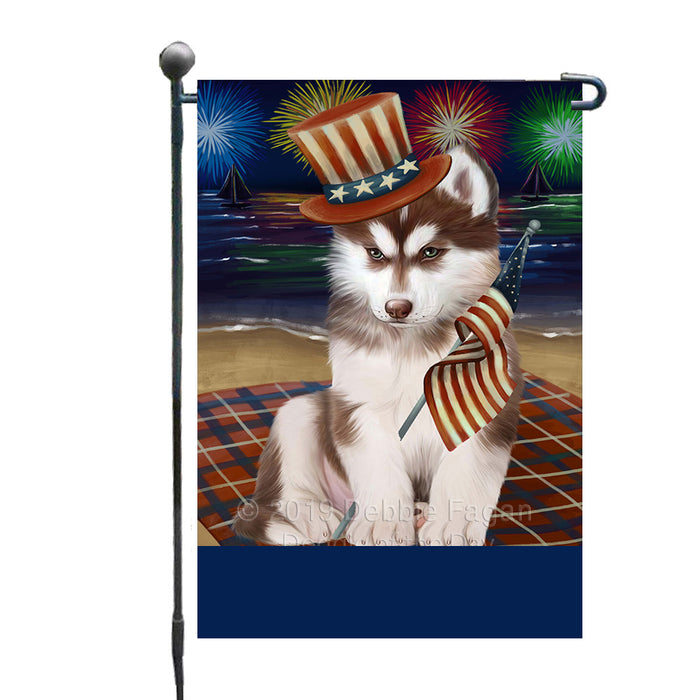 Personalized 4th of July Firework Siberian Husky Dog Custom Garden Flags GFLG-DOTD-A58106