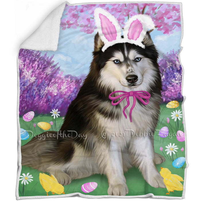 Siberian Husky Dog Easter Holiday Blanket BLNKT60267
