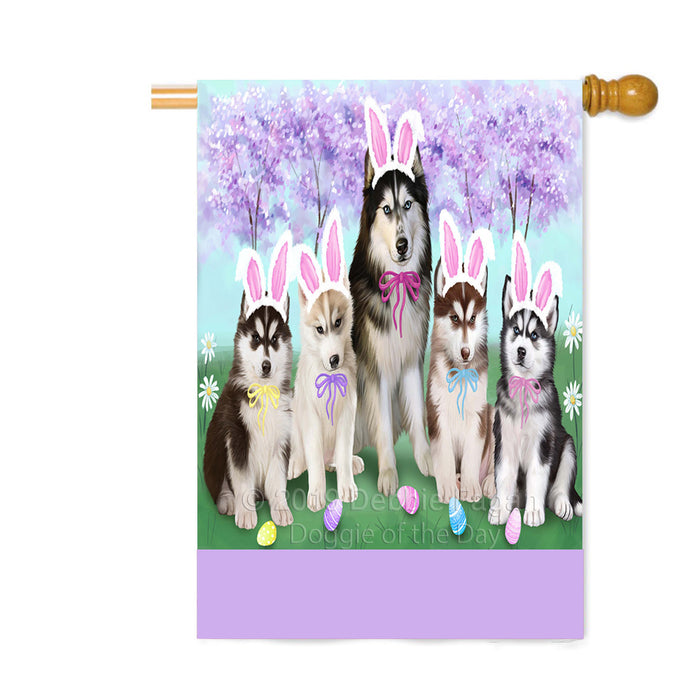 Personalized Easter Holiday Siberian Husky Dogs Custom House Flag FLG-DOTD-A59081