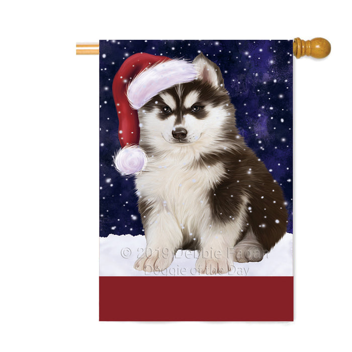 Personalized Let It Snow Happy Holidays Siberian Husky Dog Custom House Flag FLG-DOTD-A62508