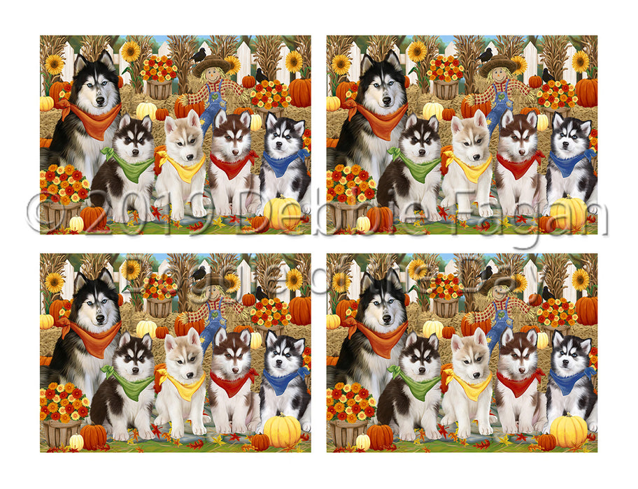 Fall Festive Harvest Time Gathering Siberian Husky Dogs Placemat