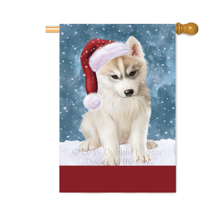 Personalized Let It Snow Happy Holidays Siberian Husky Dog Custom House Flag FLG-DOTD-A62509