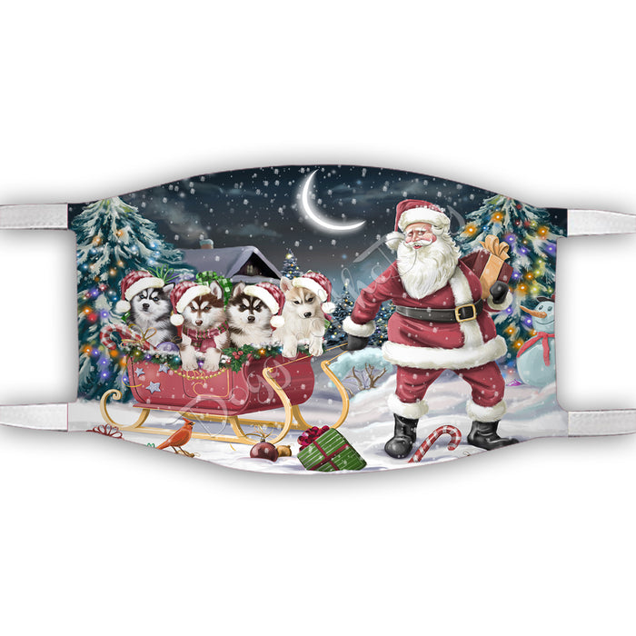 Santa Sled Dogs Christmas Happy Holidays Siberian Husky Dogs Face Mask FM49038
