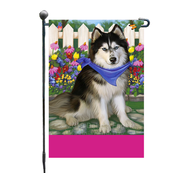 Personalized Spring Floral Siberian Husky Dog Custom Garden Flags GFLG-DOTD-A63005