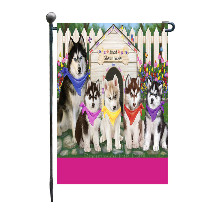 Personalized Spring Dog House Siberian Husky Dogs Custom Garden Flags GFLG-DOTD-A63006
