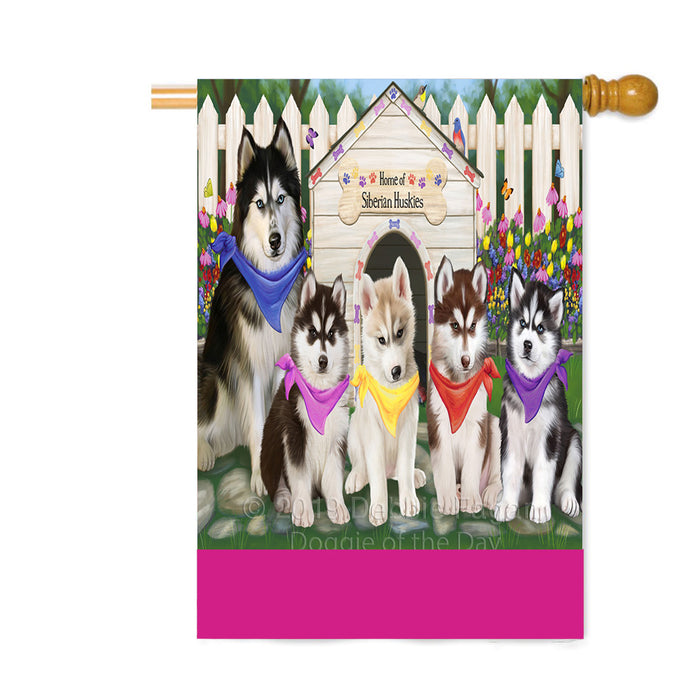 Personalized Spring Dog House Siberian Husky Dogs Custom House Flag FLG-DOTD-A63062