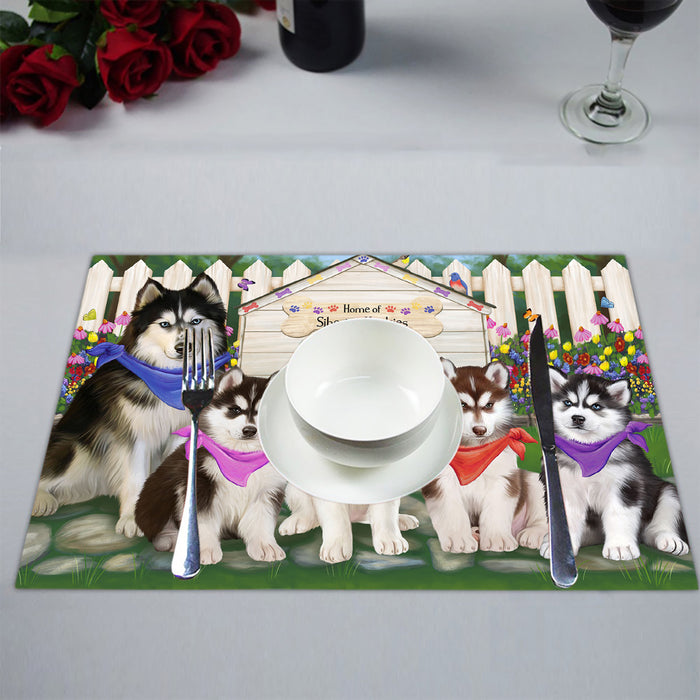 Spring Dog House Siberian Husky Dogs Placemat