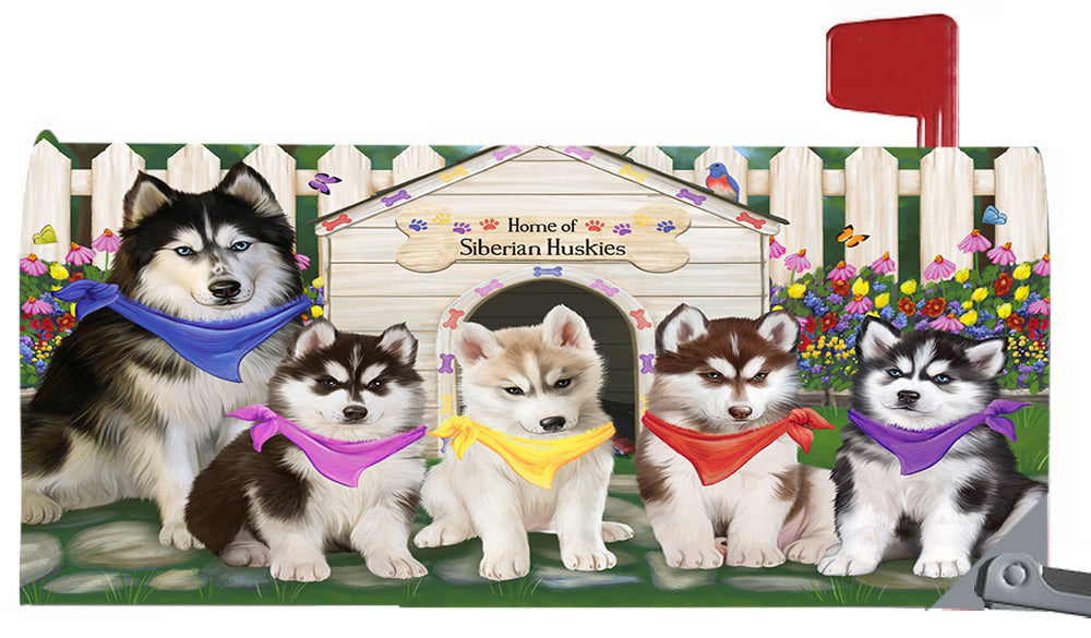 Spring Dog House Siberian Husky Dogs Magnetic Mailbox Cover MBC48678