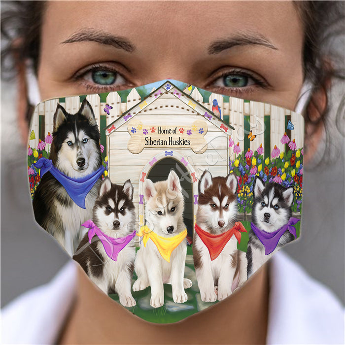 Spring Dog House Siberian Husky Dogs Face Mask FM48835